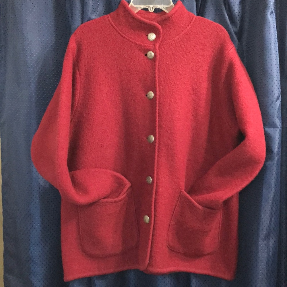 Boiled wool cardigan sweater